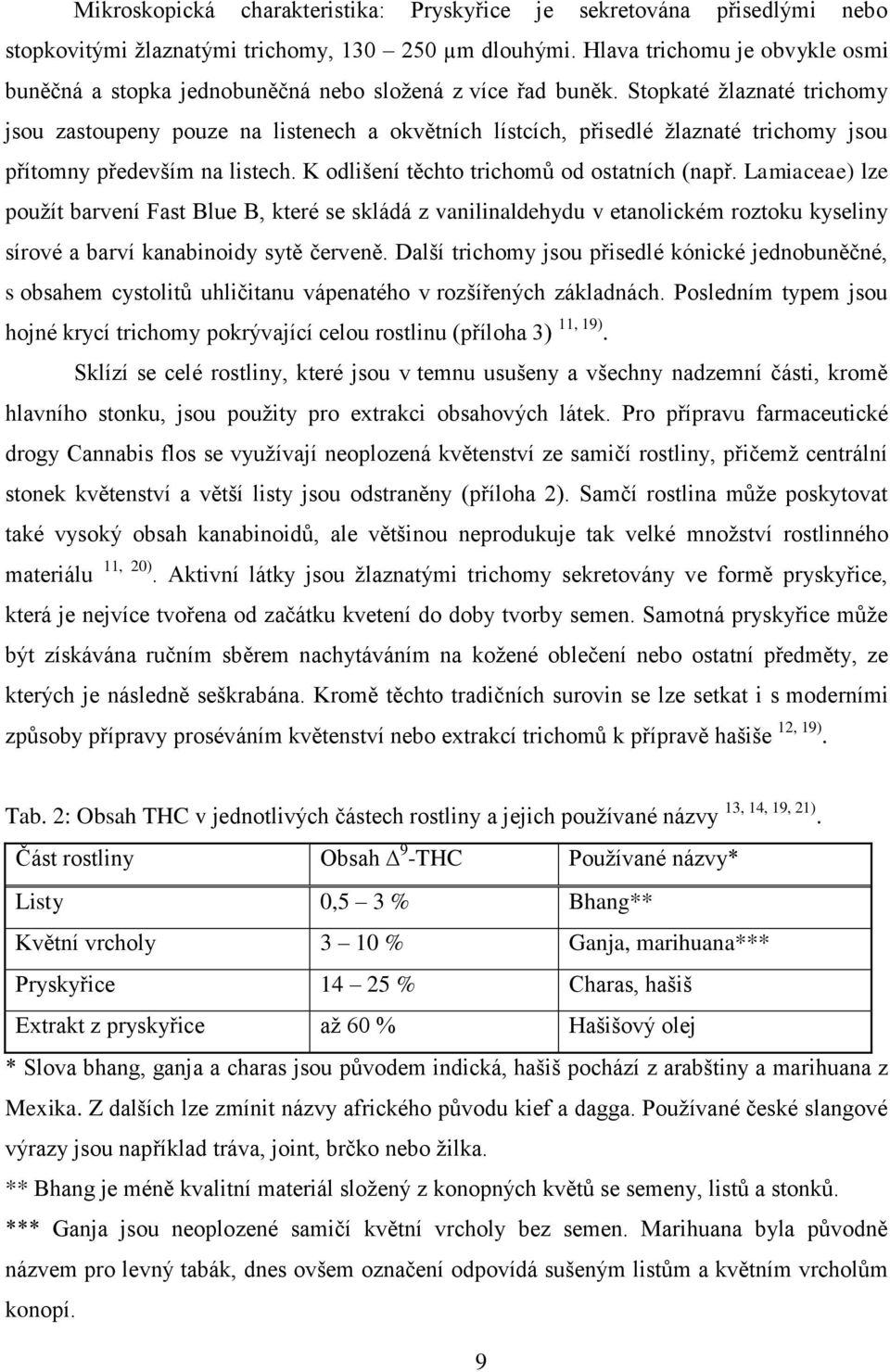 Stopkaté ţlaznaté trichomy jsou zastoupeny pouze na listenech a okvětních lístcích, přisedlé ţlaznaté trichomy jsou přítomny především na listech. K odlišení těchto trichomů od ostatních (např.