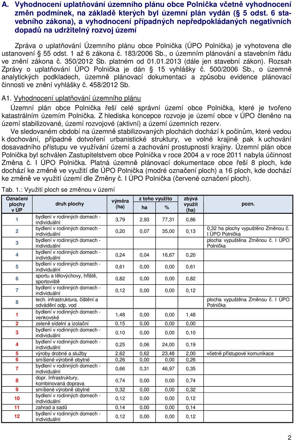 ustanovení 55 odst. 1 až 6 zákona č. 183/2006 Sb., o územním plánování a stavebním řádu ve znění zákona č. 350/2012 Sb. platném od 01.01.2013 (dále jen stavební zákon).