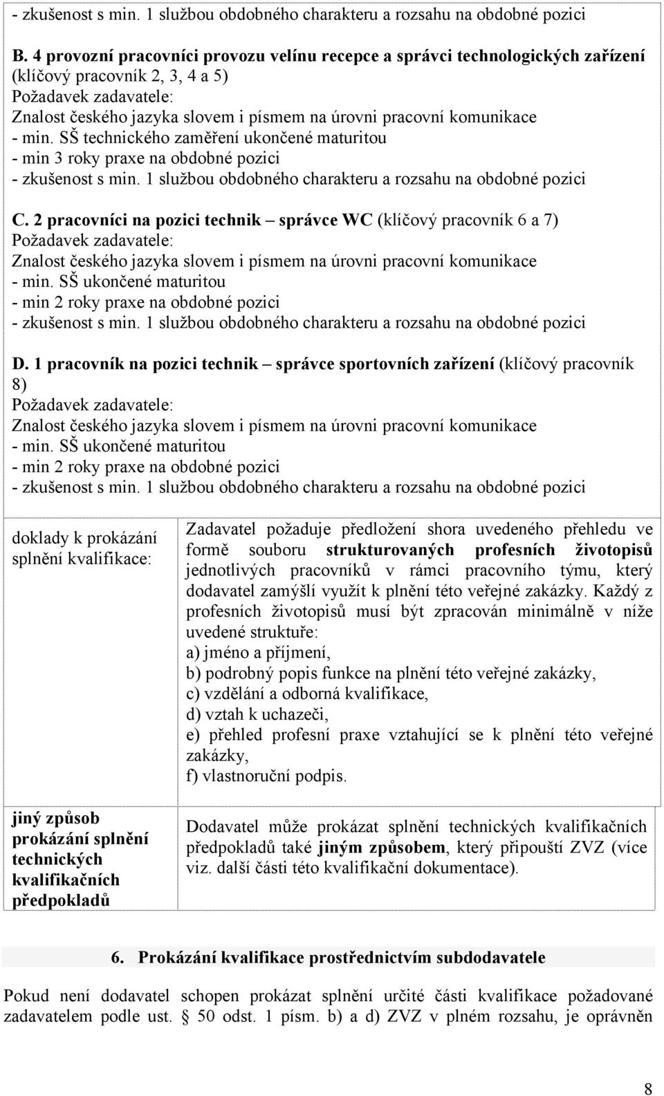 komunikace - min. SŠ technického zaměření ukončené maturitou - min 3 roky praxe na obdobné pozici - zkušenost s min. 1 službou obdobného charakteru a rozsahu na obdobné pozici C.