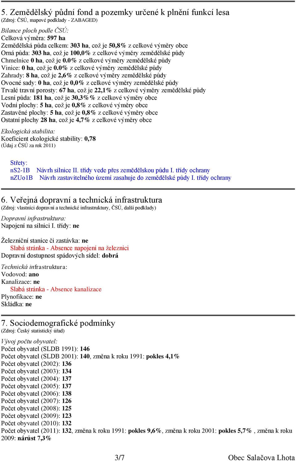 0% z celkové výměry zemědělské půdy Zahrady: 8 ha, což je 2,6% z celkové výměry zemědělské půdy Ovocné sady: 0 ha, což je 0,0% z celkové výměry zemědělské půdy Trvalé travní porosty: 67 ha, což je