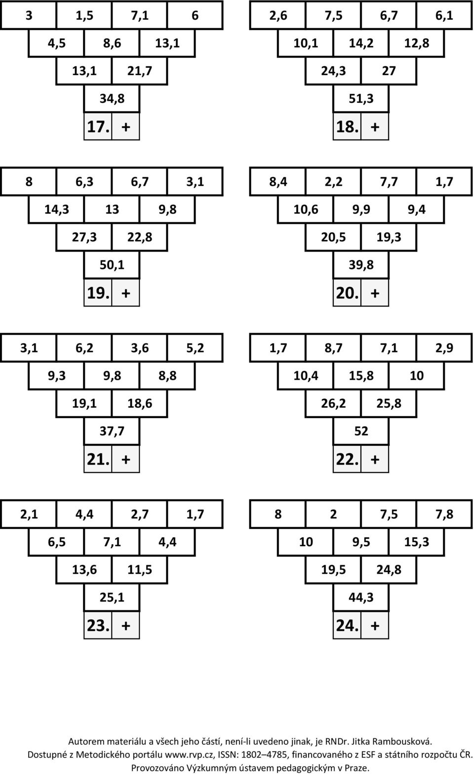 + 3,1 6,2 3,6 5,2 1,7 8,7 7,1 2,9 9,3 9,8 8,8 10,4 15,8 10 19,1 18,6 26,2 25,8 37,7 52 21. + 22.