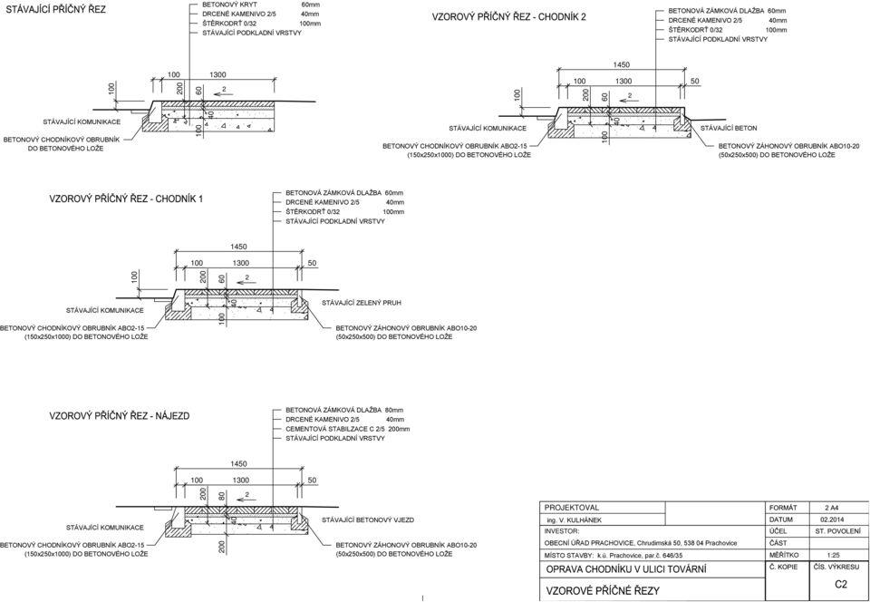 ŠTĚRKODRŤ 0/3 mm 1300 50 00 60 STÁVAJÍCÍ ZELENÝ PRUH BETONOVÝ CHODNÍKOVÝ OBRUBNÍK ABO-15 (150x50x0) DO BETONOVÉHO LOŽE BETONOVÝ ZÁHONOVÝ OBRUBNÍK ABO10-0 (50x50x500) DO BETONOVÉHO LOŽE BETONOVÁ