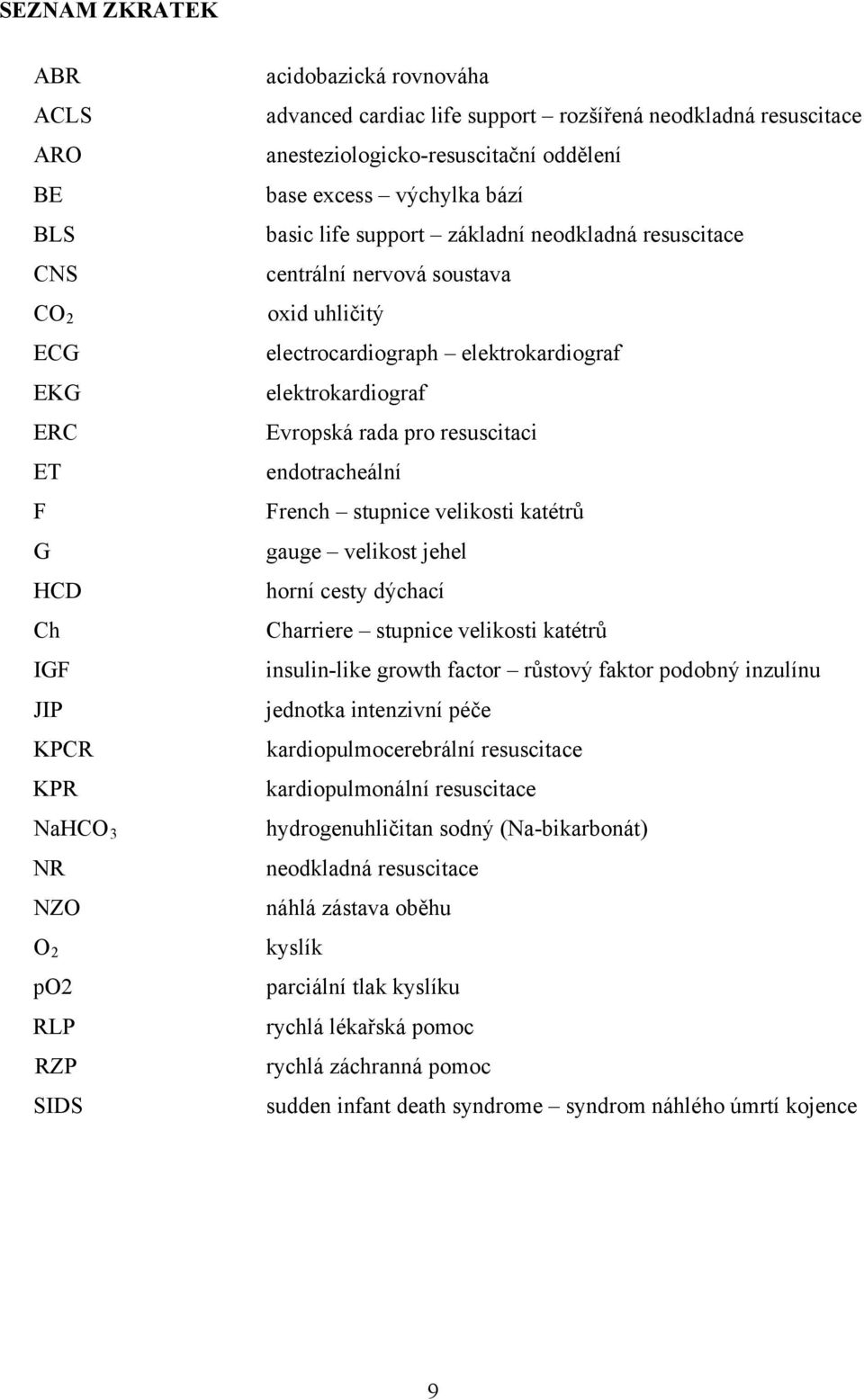elektrokardiograf elektrokardiograf Evropská rada pro resuscitaci endotracheální French stupnice velikosti katétrů gauge velikost jehel horní cesty dýchací Charriere stupnice velikosti katétrů