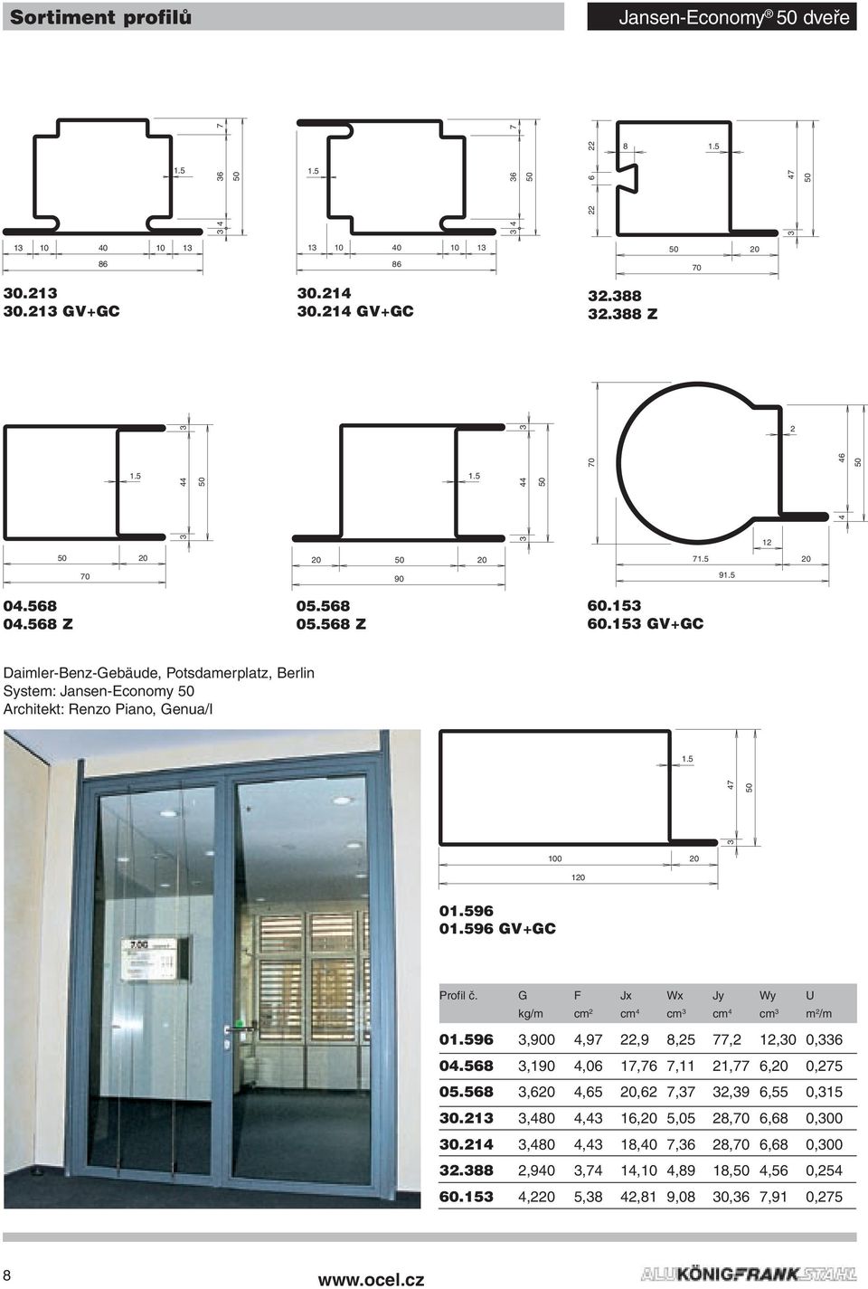 15 GV+GC Daimler-enz-Gebäude, Potsdamerplatz, erlin System: Jansen-Economy Architekt: Renzo Piano, Genua/I 47 100 1 096 096 GV+GC Profil č.
