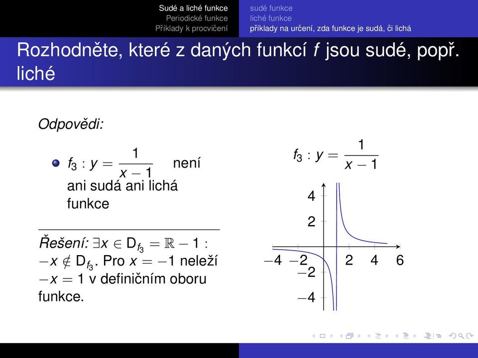 funkce Řešení: x D f3 = R 1 : x / D f3.