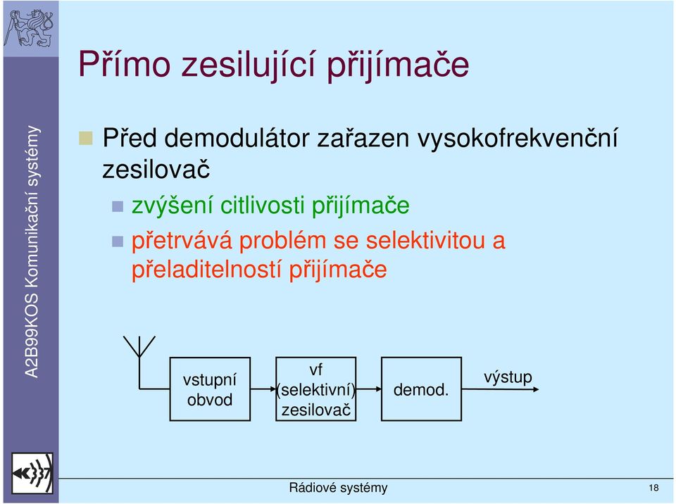 přetrvává problém se selektivitou a přeladitelností