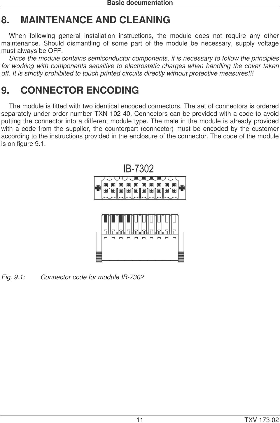 Since the module contains semiconductor components, it is necessary to follow the principles for working with components sensitive to electrostatic charges when handling the cover taken off.