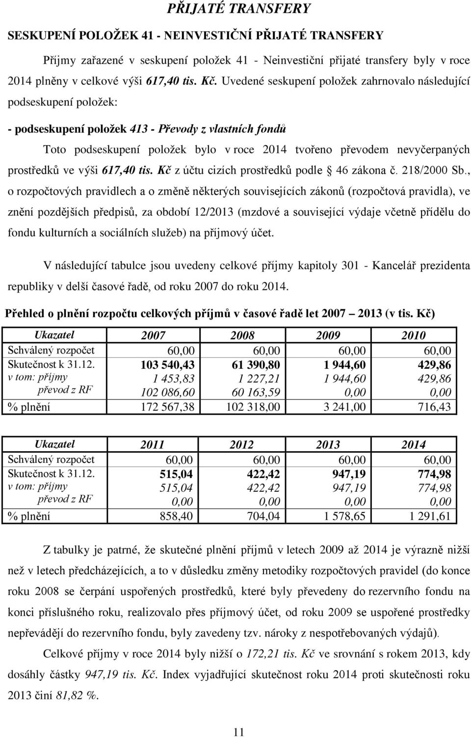 prostředků ve výši 617,40 tis. Kč z účtu cizích prostředků podle 46 zákona č. 218/2000 Sb.