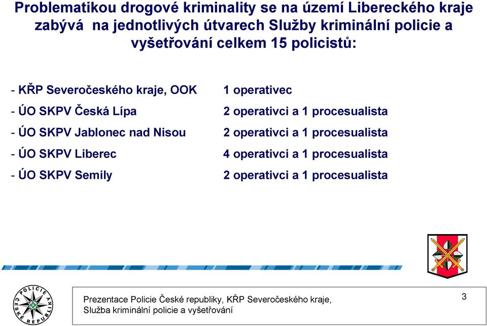 SKPV Česká Lípa 2 operativci a 1 procesualista - ÚO SKPV Jablonec nad Nisou 2 operativci a 1