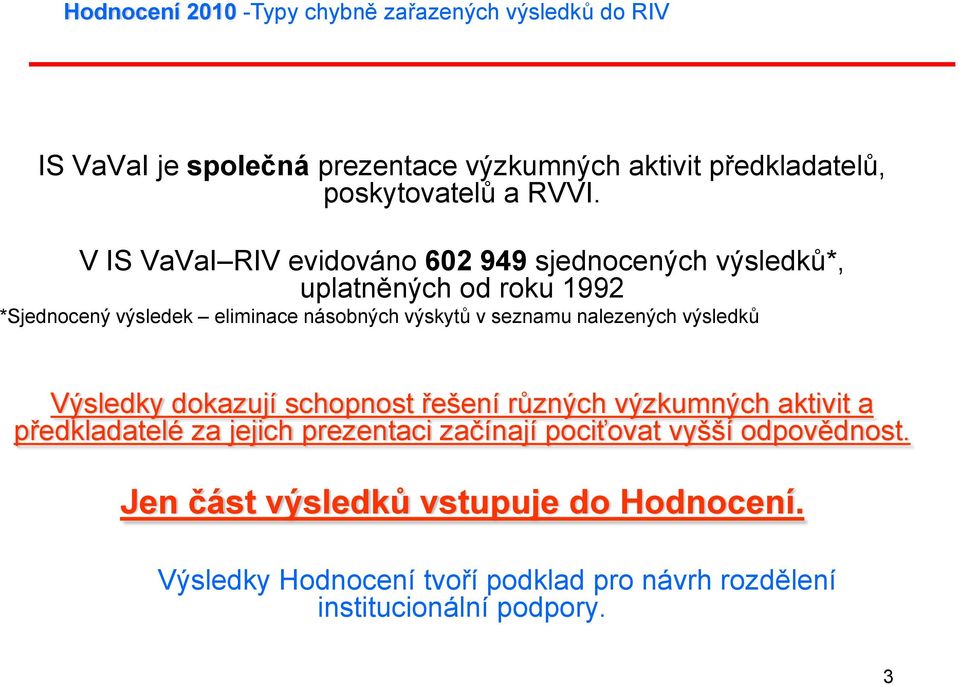 seznamu nalezených výsledků Výsledky dokazují schopnost řešení různých výzkumných aktivit a předkladatelé za jejich prezentaci začínají