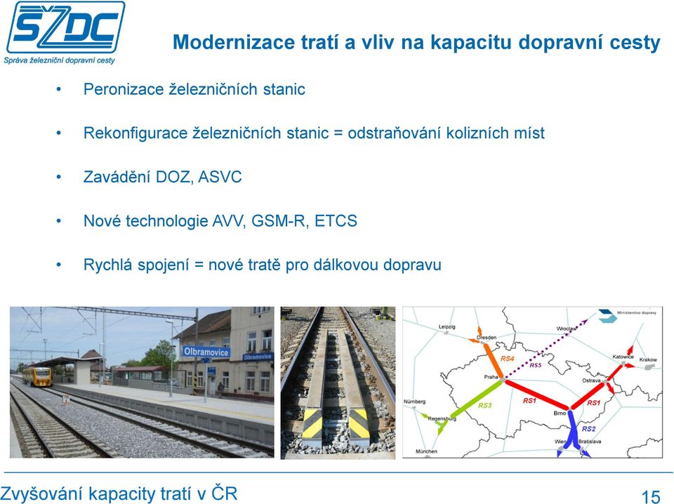 odstraňování kolizních míst Zavádění DOZ, ASVC Nové