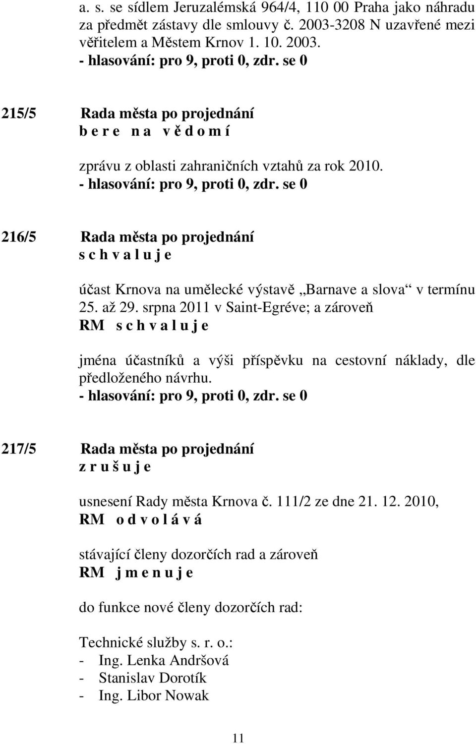 216/5 Rada města po projednání účast Krnova na umělecké výstavě Barnave a slova v termínu 25. až 29.