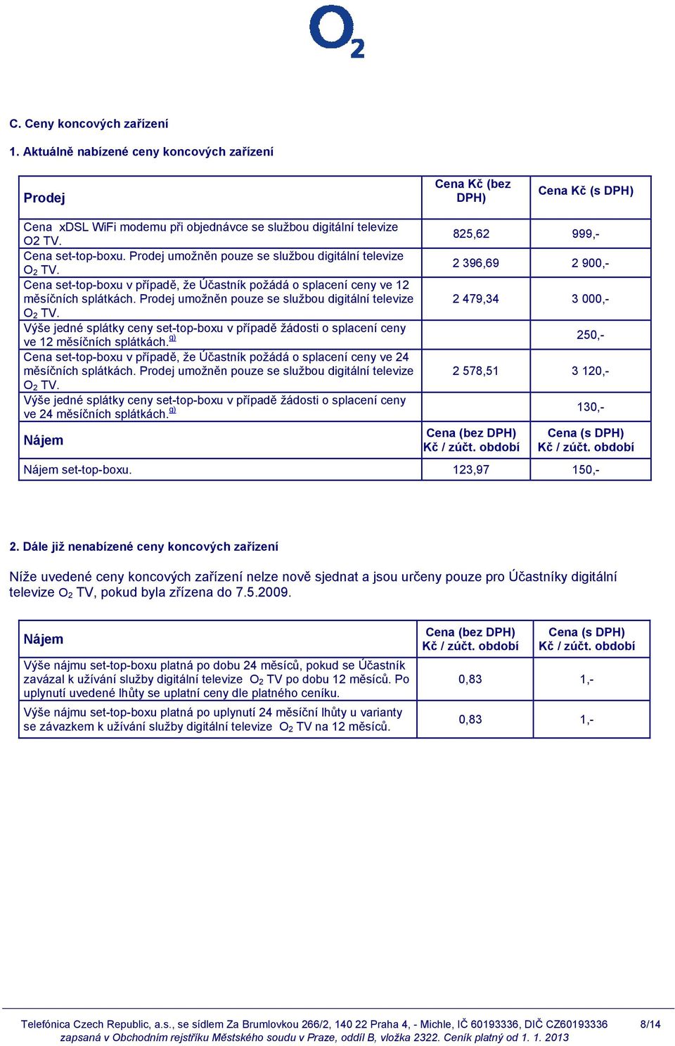 Prodej umožněn pouze se službou digitální televize 2 479,34 3 000,-. Výše jedné splátky ceny set-top-boxu v případě žádosti o splacení ceny g) ve 12 měsíčních splátkách.