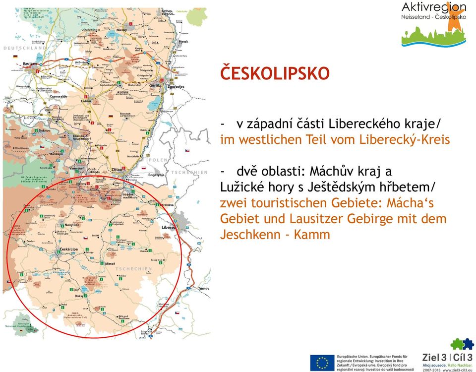 kraj a Lužické hory s Ještědským hřbetem/ zwei touristischen