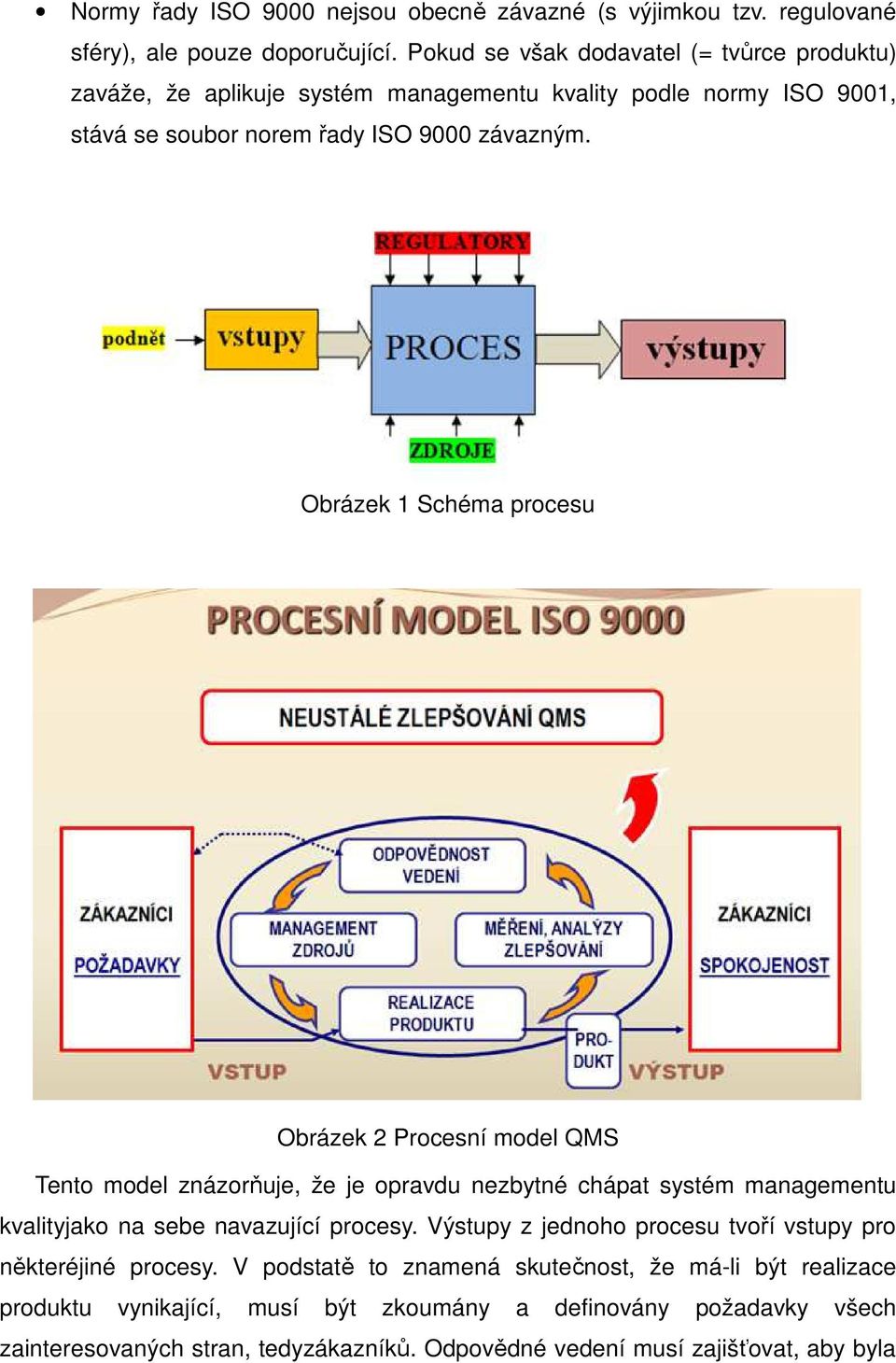 Obrázek 1 Schéma procesu Obrázek 2 Procesní model QMS Tento model znázorňuje, že je opravdu nezbytné chápat systém managementu kvalityjako na sebe navazující procesy.