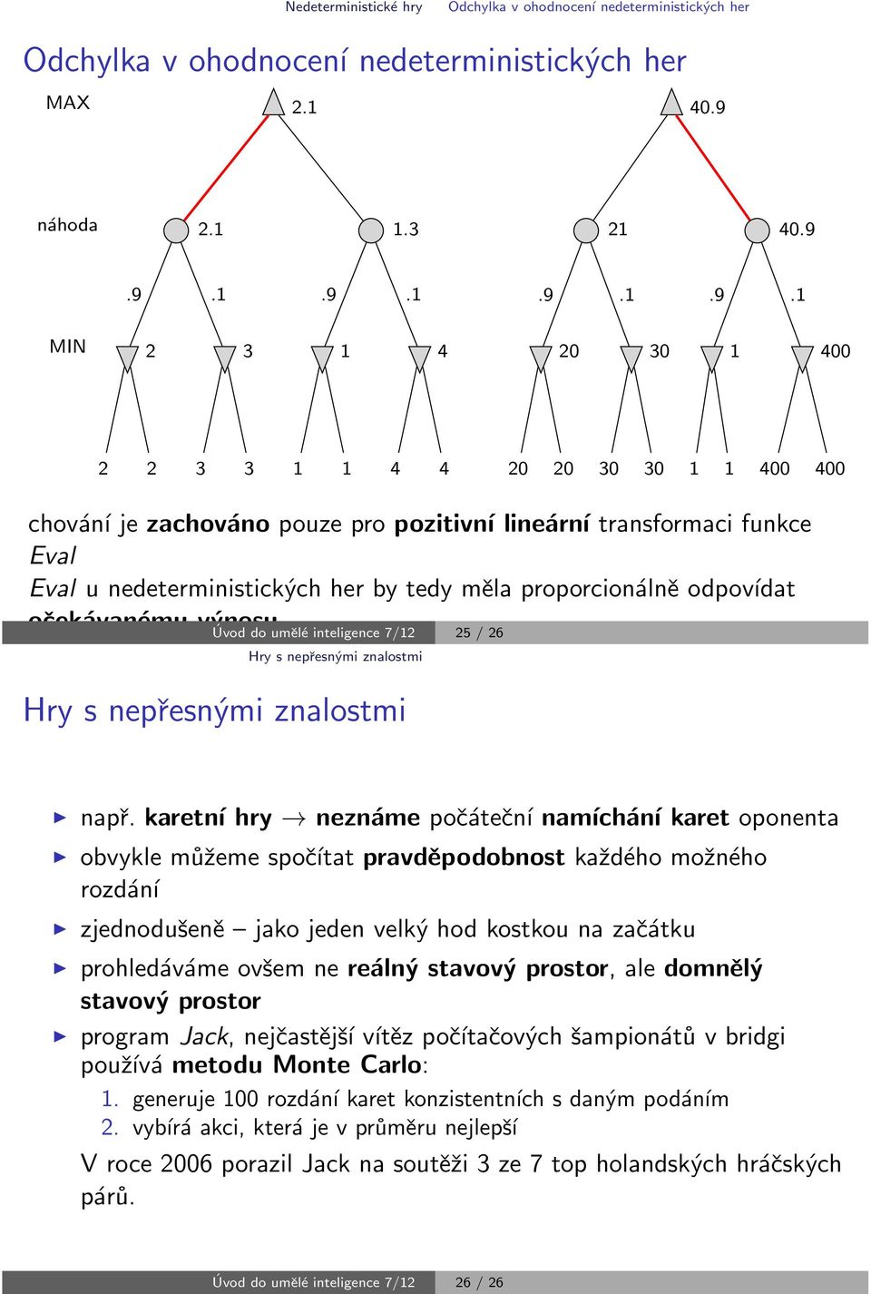 9.1.9.1.9.1.9.1 2 3 1 4 20 30 1 400 2 2 3 3 1 1 4 4 20 20 30 30 1 1 400 400 chov n je zachov no pouze pro pozitivn line rn transformaci funkce Eval Eval u nedeterministick 0 5ch her by tedy m їla