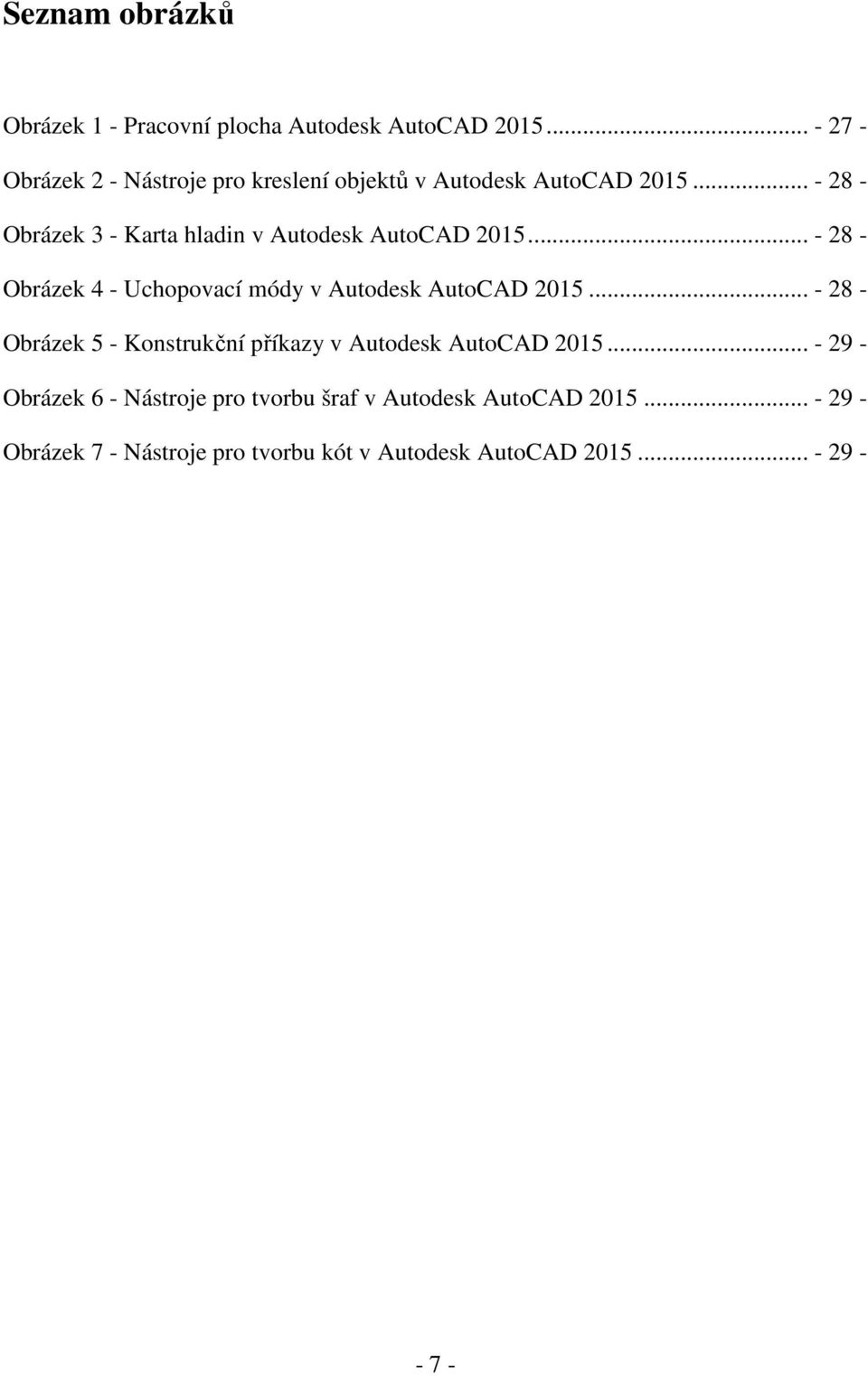 .. - 28 - Obrázek 3 - Karta hladin v Autodesk AutoCAD 2015... - 28 - Obrázek 4 - Uchopovací módy v Autodesk AutoCAD 2015.