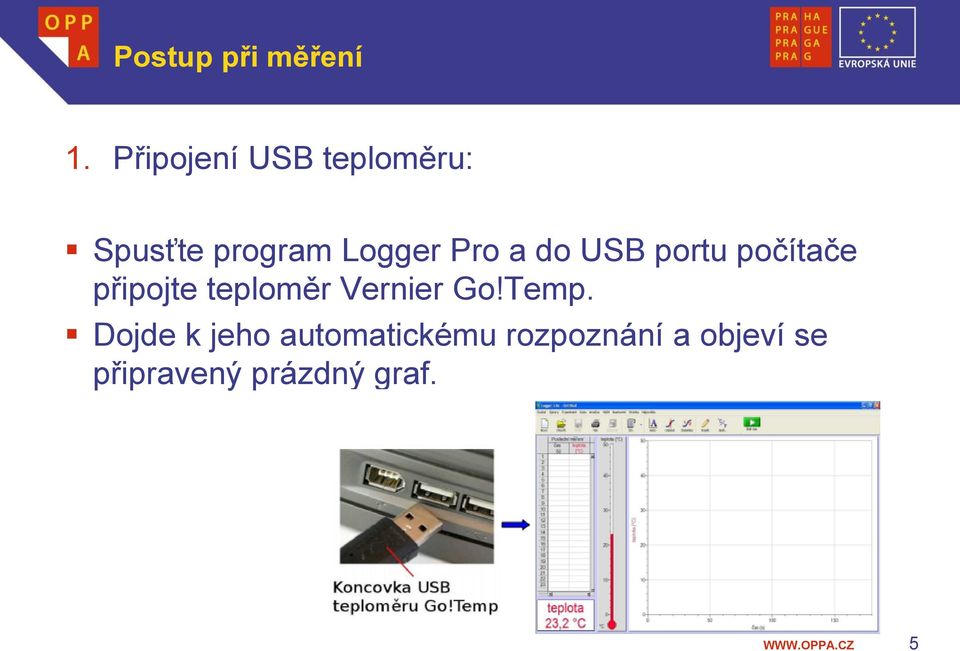 a do USB portu počítače připojte teploměr Vernier