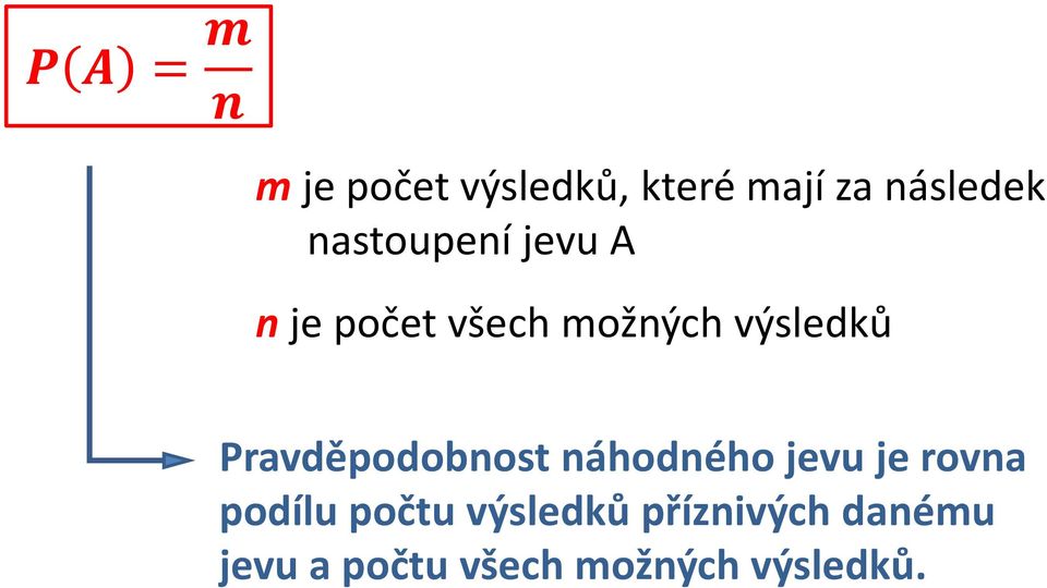 Pravděpodobnost náhodného jevu je rovna podílu počtu