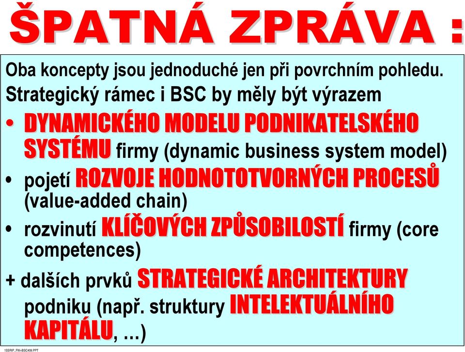 HODNOTOTVORNÝCH PROCESŮ SYSTÉMU firmy (dynamic business system model) (value-added chain) rozvinutí