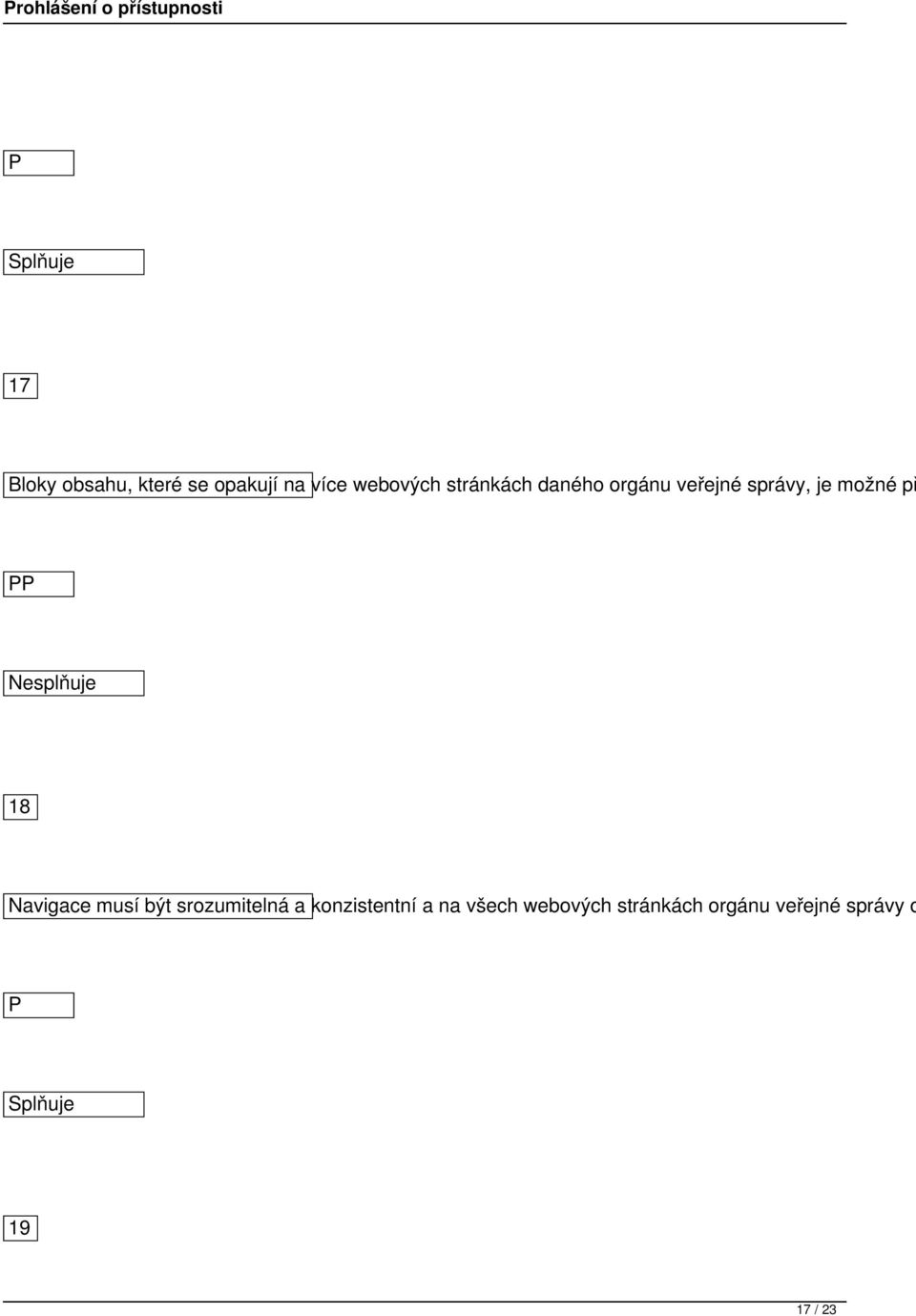 př Nesplňuje 18 Navigace musí být srozumitelná a konzistentní