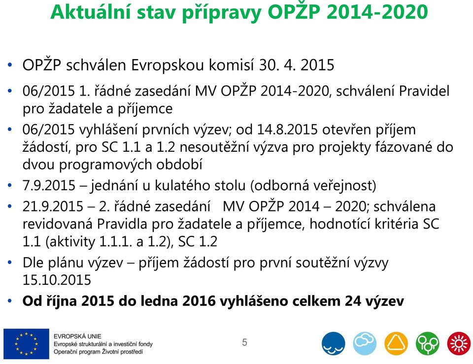 2 nesoutěžní výzva pro projekty fázované do dvou programových období 7.9.2015 jednání u kulatého stolu (odborná veřejnost) 21.9.2015 2.