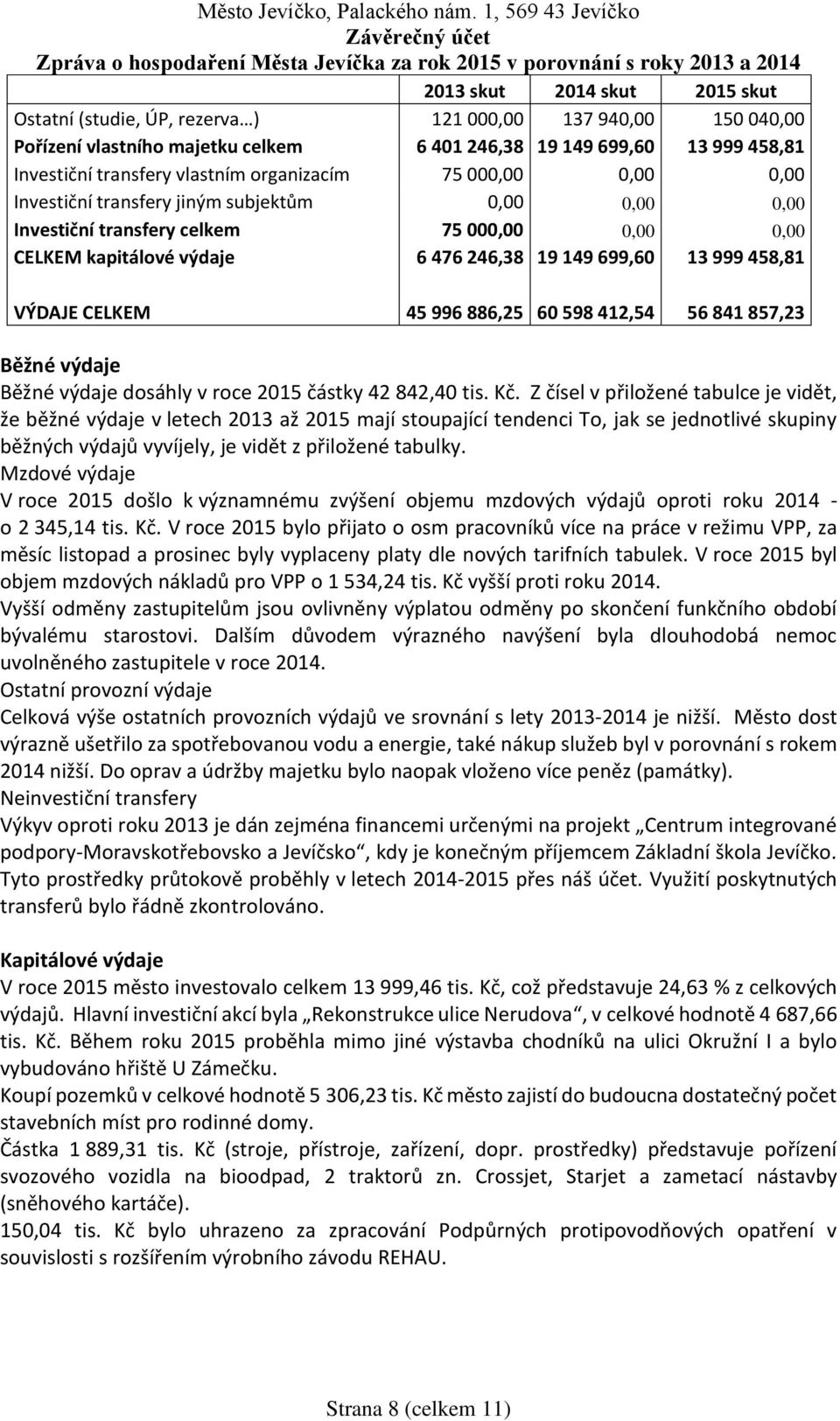 Běžné výdaje Běžné výdaje dosáhly v roce 2015 částky 42 842,40 tis. Kč.