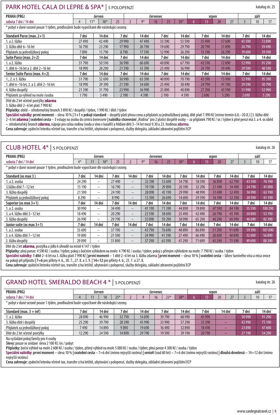 lůžko dítě 6 16 let 16 790 23 290 17 990 26 790 19 690 29 790 20 790 31 890 24 790 39 490 Příplatek za jednolůžkový pokoj 7 890 15 790 8 790 17 590 12 990 26 290 13 190 26 290 19 690 39 390 Suite