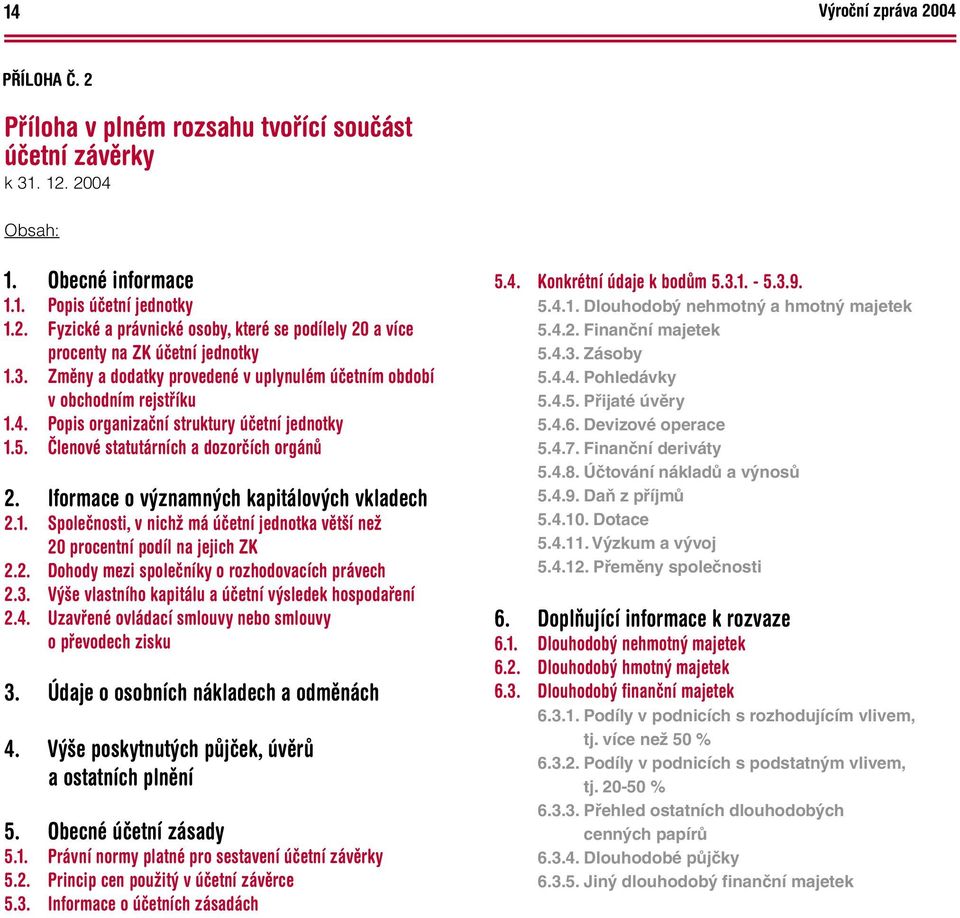 Iformace o významných kapitálových vkladech 2.1. Společnosti, v nichž má účetní jednotka větší než 20 procentní podíl na jejich ZK 2.2. Dohody mezi společníky o rozhodovacích právech 2.3.