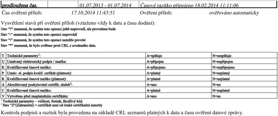 " znamená, že systém tuto operaci ještě neprovedl, ale provedena bude Stav "-" znamená, že systém tuto operaci neprovádí Stav "!