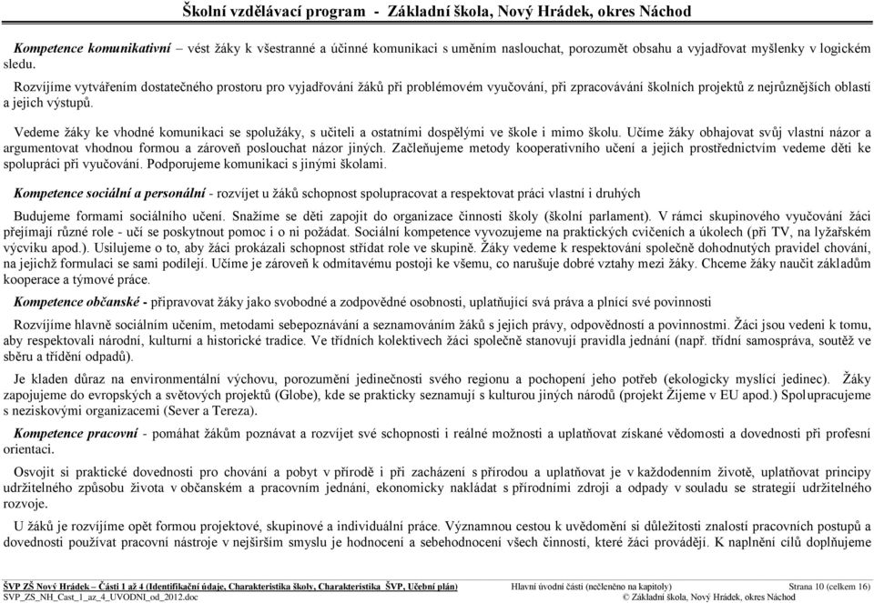 Vedeme ţáky ke vhdné kmunikaci se spluţáky, s učiteli a statními dspělými ve škle i mim šklu. Učíme ţáky bhajvat svůj vlastní názr a argumentvat vhdnu frmu a zárveň psluchat názr jiných.