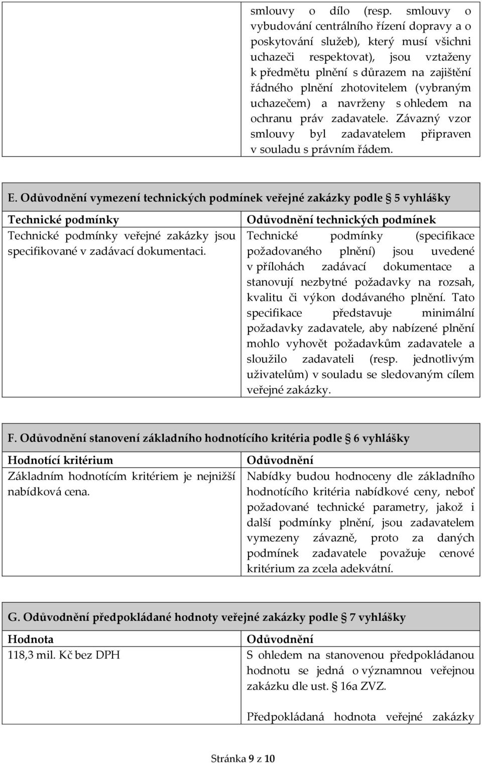 (vybraným uchazečem) a navrženy s ohledem na ochranu práv zadavatele. Závazný vzor smlouvy byl zadavatelem připraven v souladu s právním řádem. E.