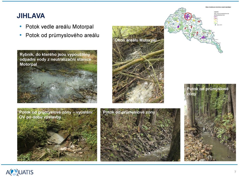vody z neutralizační stanice Motorpal Potok od průmyslové zóny Potok