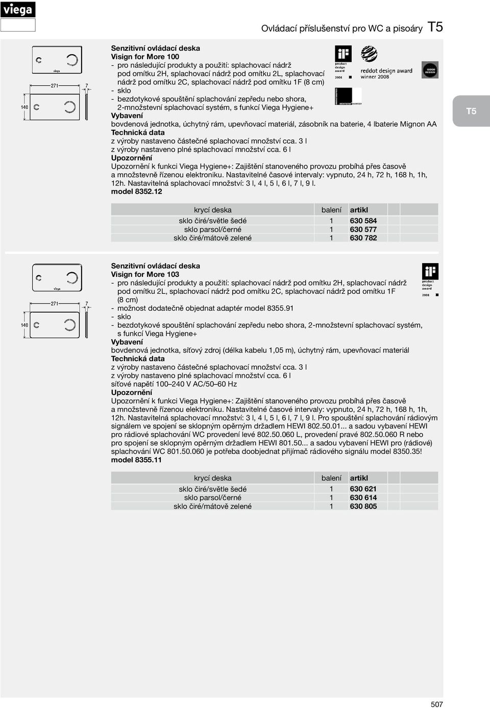 jednotka, úchytný rám, upevňovací materiál, zásobník na baterie, 4 lbaterie Mignon AA Technická data z výroby nastaveno částečné splachovací množství cca.