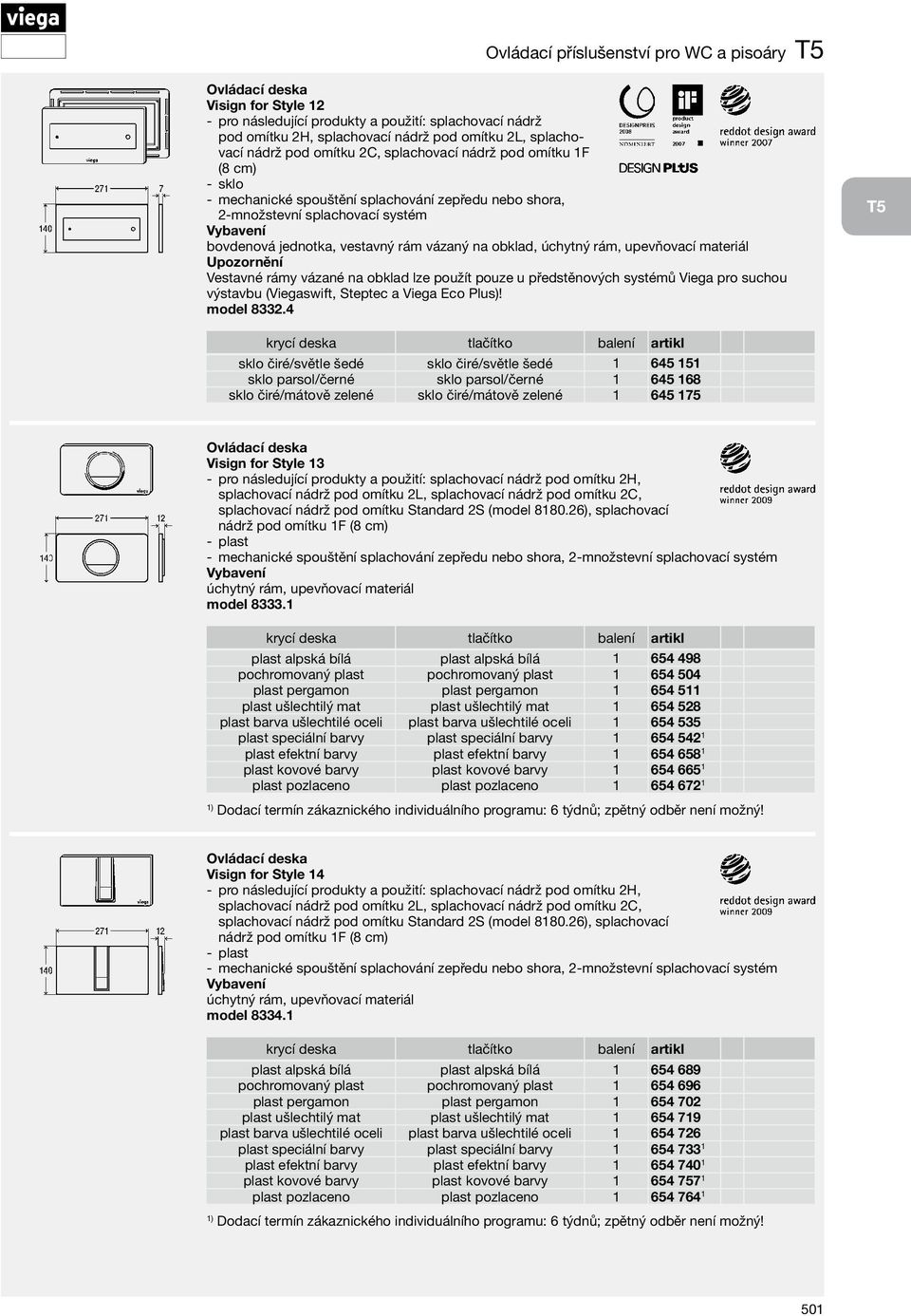 úchytný rám, upevňovací materiál Vestavné rámy vázané na obklad lze použít pouze u předstěnových systémů Viega pro suchou výstavbu (Viegaswift, Steptec a Viega Eco Plus)! model 8332.