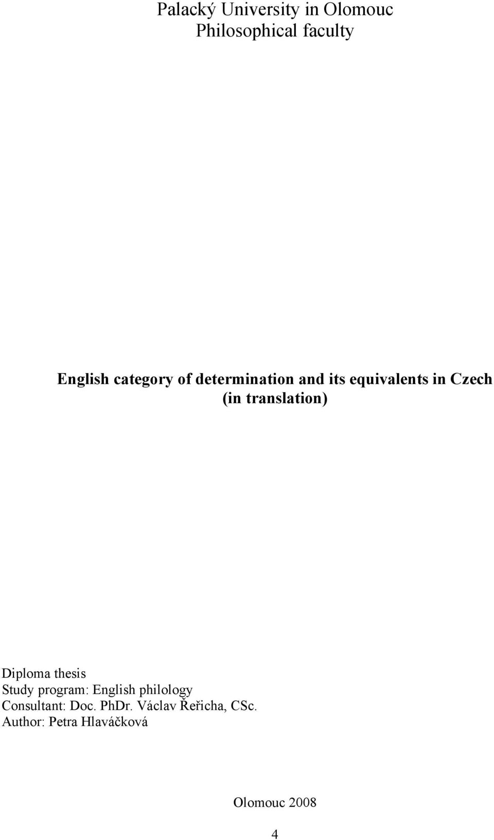 translation) Diploma thesis Study program: English philology