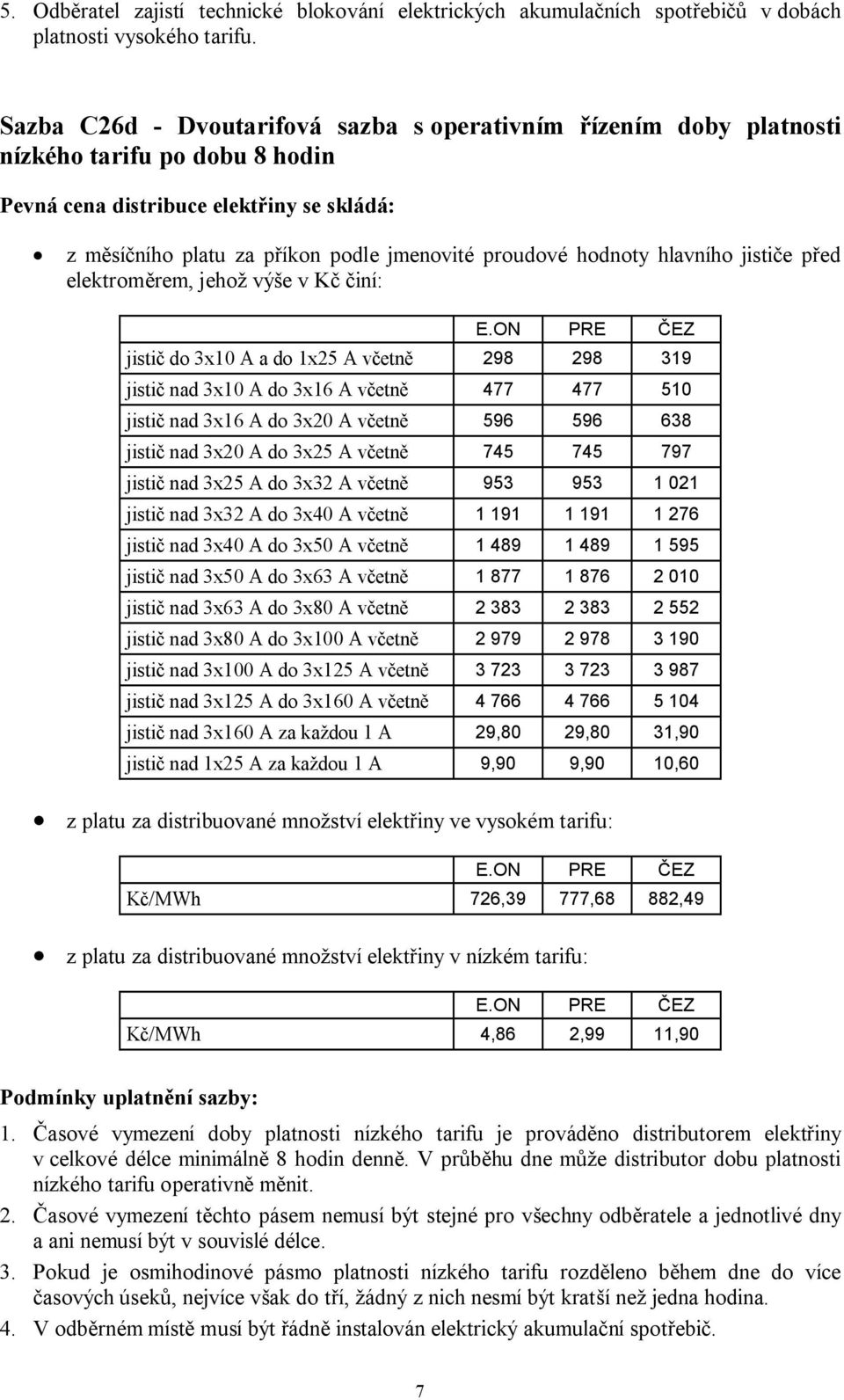 jistič nad 3x16 A do 3x20 A včetně 596 596 638 jistič nad 3x20 A do 3x25 A včetně 745 745 797 jistič nad 3x25 A do 3x32 A včetně 953 953 1 021 jistič nad 3x32 A do 3x40 A včetně 1 191 1 191 1 276