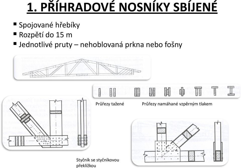 prkna nebo fošny Průřezy tažené Styčník se