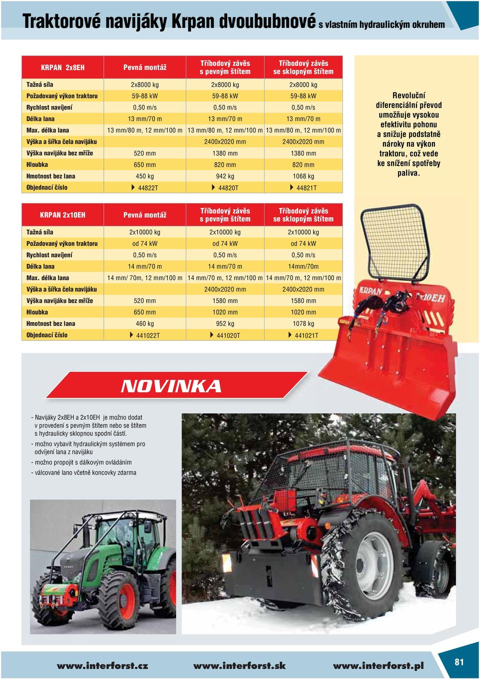 2400x2020 mm 520 mm 1380 mm 1380 mm 650 mm 820 mm 820 mm 450 kg 942 kg 1068 kg Objednací číslo 44822T 44820T 44821T Revoluční diferenciální převod umožňuje vysokou efektivitu pohonu a snižuje