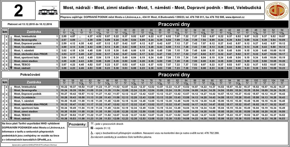 náměstí Most, obchodní dům PRIOR Most, sportovní hala Most, zimní stadion Most, TESCO Most, nádraží Most, nádraží - Most, zimní stadion - Most,.