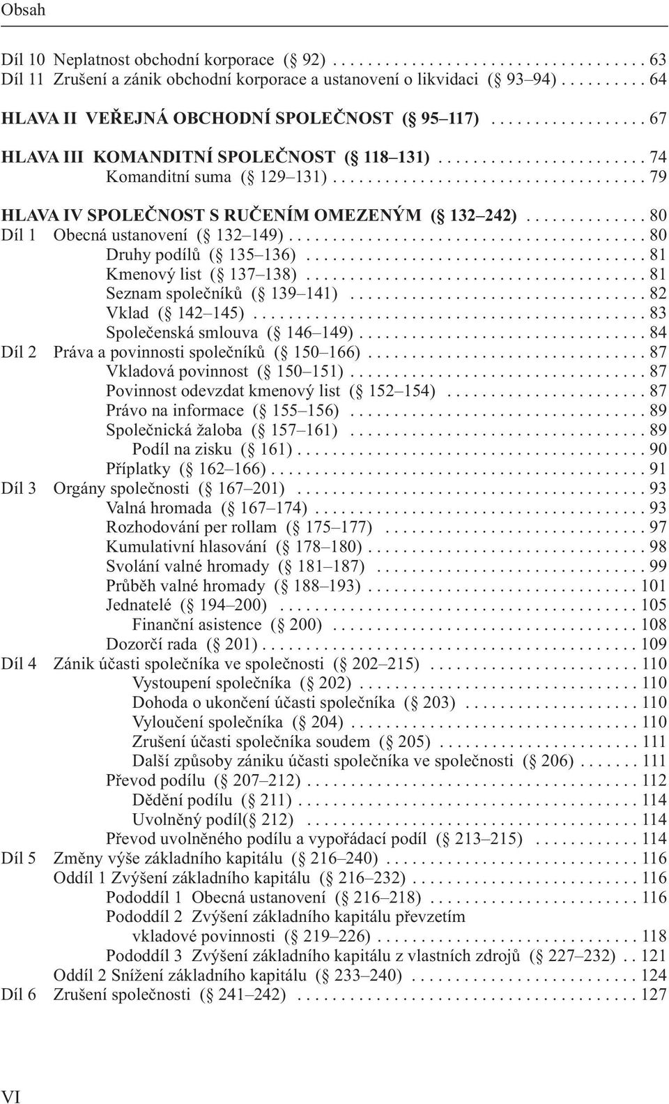 ................................... 79 HLAVA IV SPOLEČNOST S RUČENÍM OMEZENÝM ( 132 242).............. 80 Díl 1 Obecná ustanovení ( 132 149)......................................... 80 Druhy podílů ( 135 136).