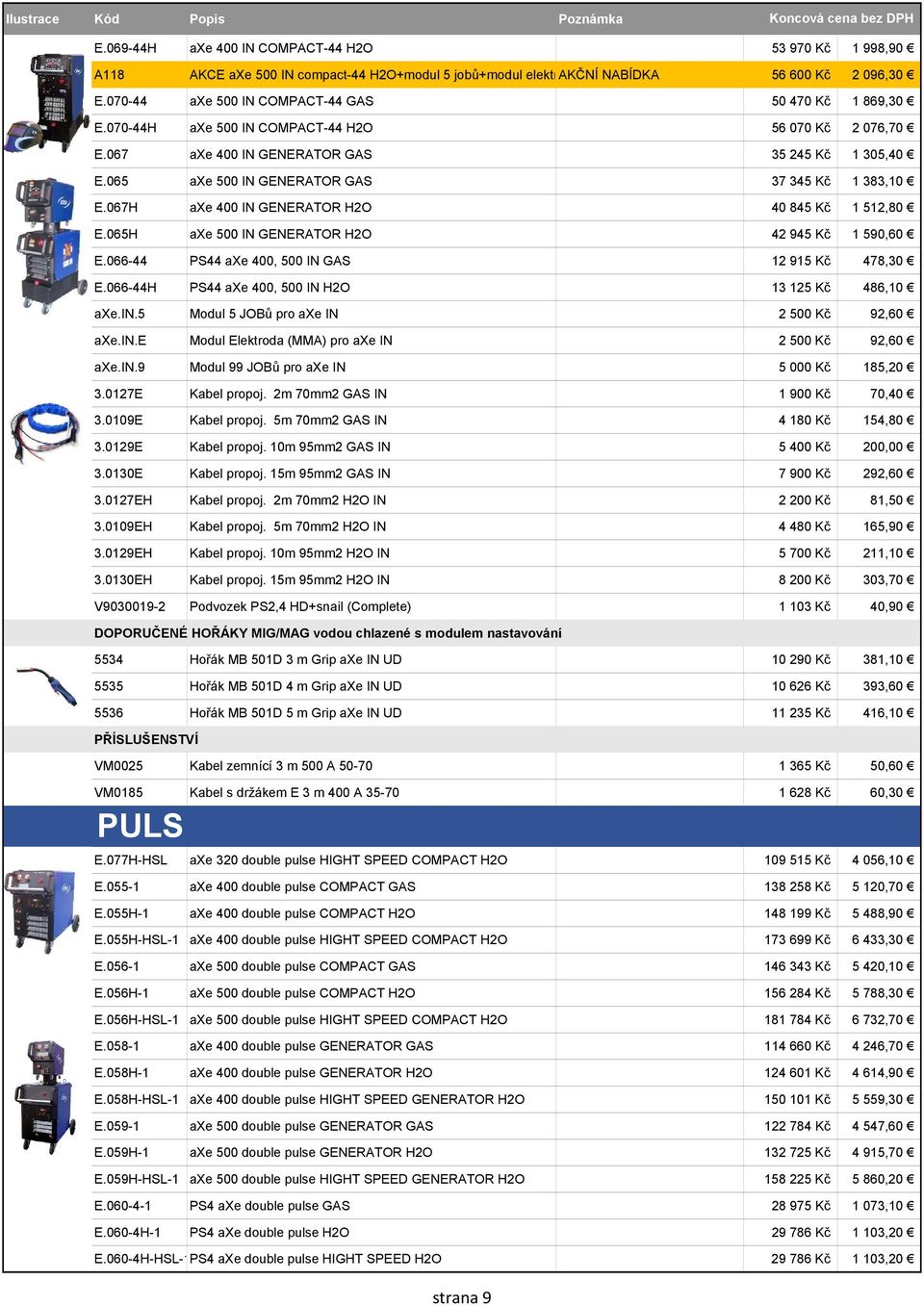 065 axe 500 IN GENERATOR GAS 37 345 Kč 1 383,10 E.067H axe 400 IN GENERATOR H2O 40 845 Kč 1 512,80 E.065H axe 500 IN GENERATOR H2O 42 945 Kč 1 590,60 E.