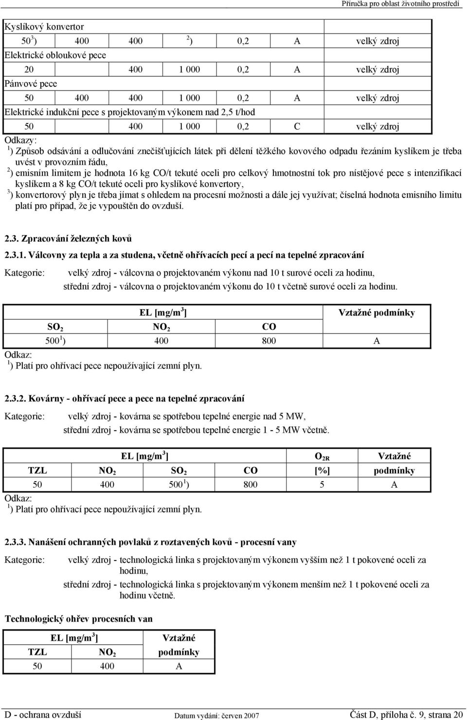 oceli pro celkový hmotnostní tok pro nístějové pece s intenzifikací kyslíkem a 8 kg CO/t tekuté oceli pro kyslíkové konvertory, 3 ) konvertorový plyn je třeba jímat s ohledem na procesní možnosti a