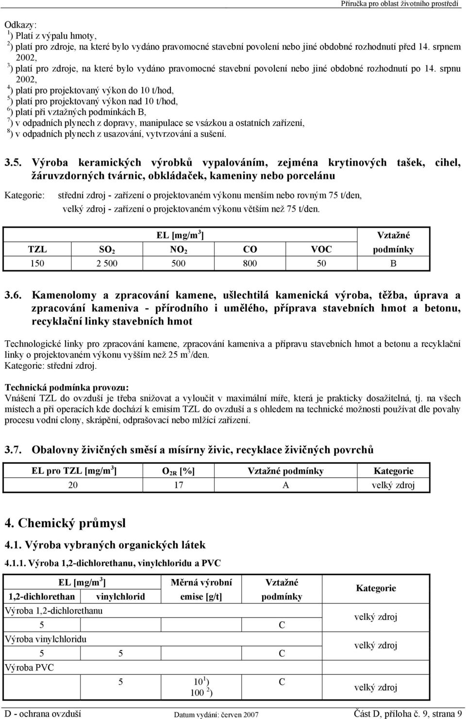 srpnu 4 ) platí pro projektovaný výkon do 10 t/hod, 5 ) platí pro projektovaný výkon nad 10 t/hod, 6 ) platí při vztažných podmínkách B, 7 ) v odpadních plynech z dopravy, manipulace se vsázkou a