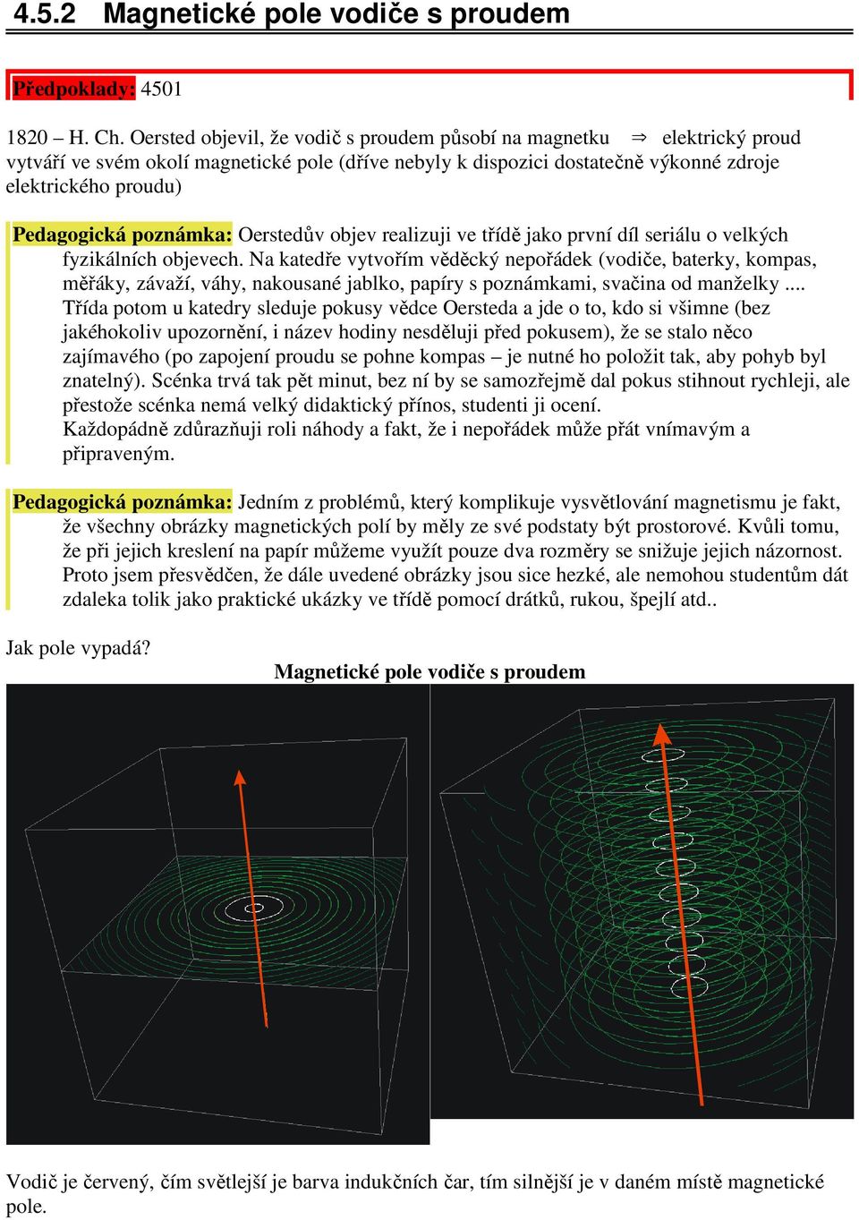 poznámka: Oerstedův objev realizuji ve třídě jako první díl seriálu o velkých fyzikálních objevech.
