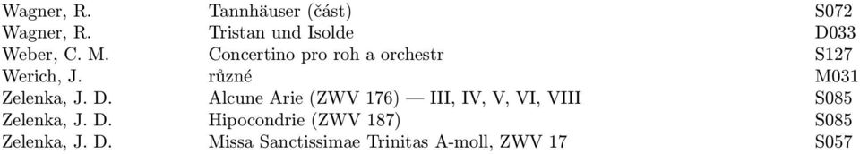 Concertino pro roh a orchestr S127 Werich, J. různé M031 Zelenka, J. D.