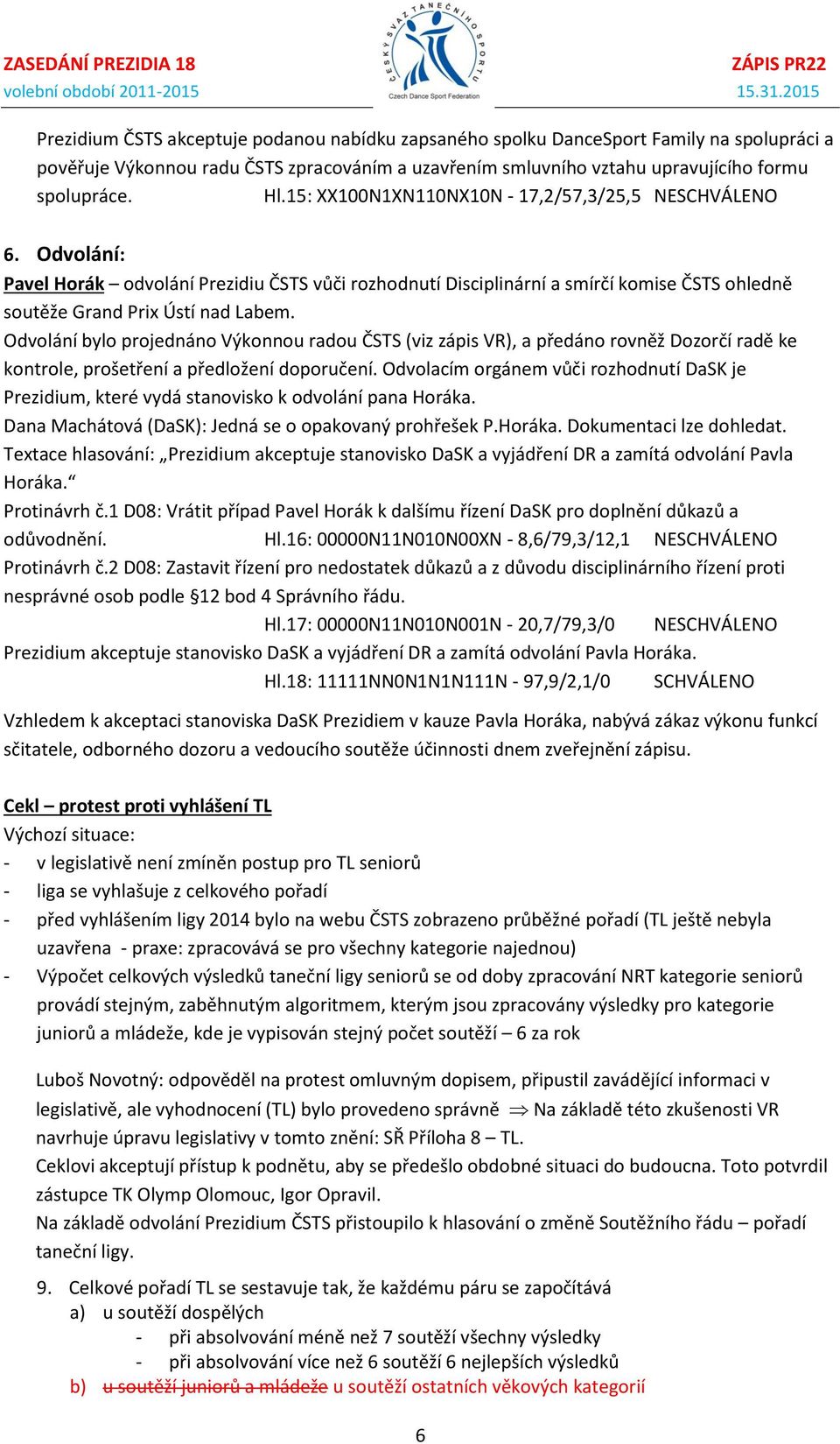 Odvolání bylo projednáno Výkonnou radou ČSTS (viz zápis VR), a předáno rovněž Dozorčí radě ke kontrole, prošetření a předložení doporučení.