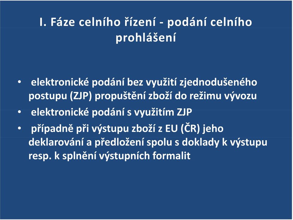 režimu vývozu elektronické képodání svyužitím ZJP případně při výstupu zboží z