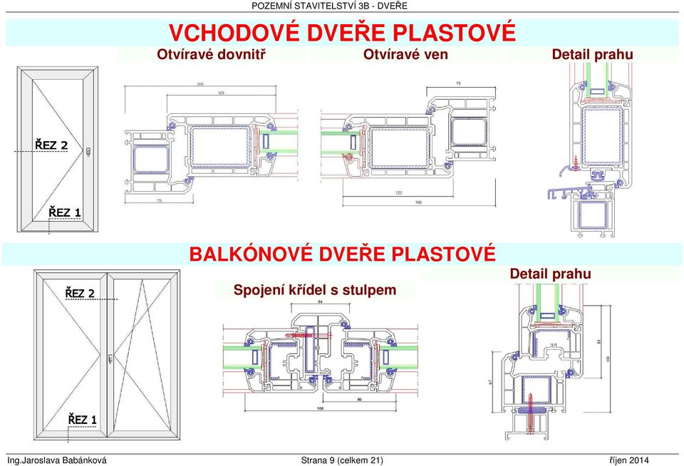 PLASTOVÉ Spojení křídel s stulpem Detail prahu