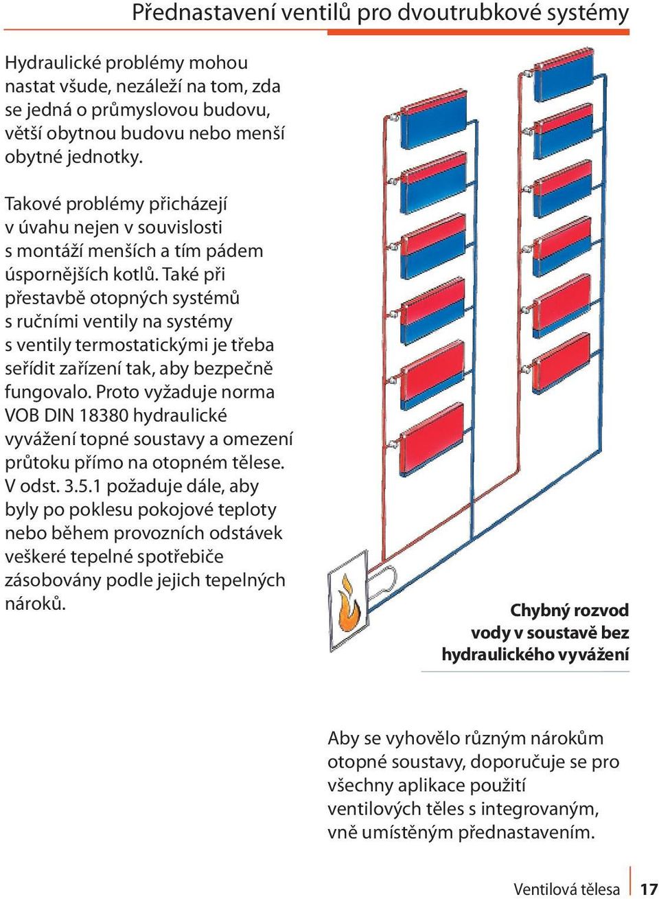 Také při přestavbě otopných systémů s ručními ventily na systémy s ventily termostatickými je třeba seřídit zařízení tak, aby bezpečně fungovalo.